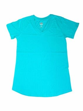 Women's Turquoise V-Neck Short Sleeve Tee